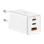 Сетевое зарядное устройство Baseus GaN5 Pro Fast Charger 2C+U 65W, White (CCGP120202)