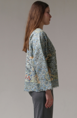 Шерстяной жакет "Вердюра", по мотивам шпалеры-вердюры «Лес» из мастерской Уильяма Морриса