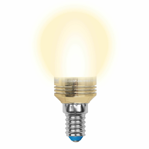 LED-G45P-5W/WW/E14/FR ALC02GD Лампа светодиодная пятилепестковая. Форма шар, матовая колба. Материал корпуса алюминий. Цвет свечения теплый белый. Ц