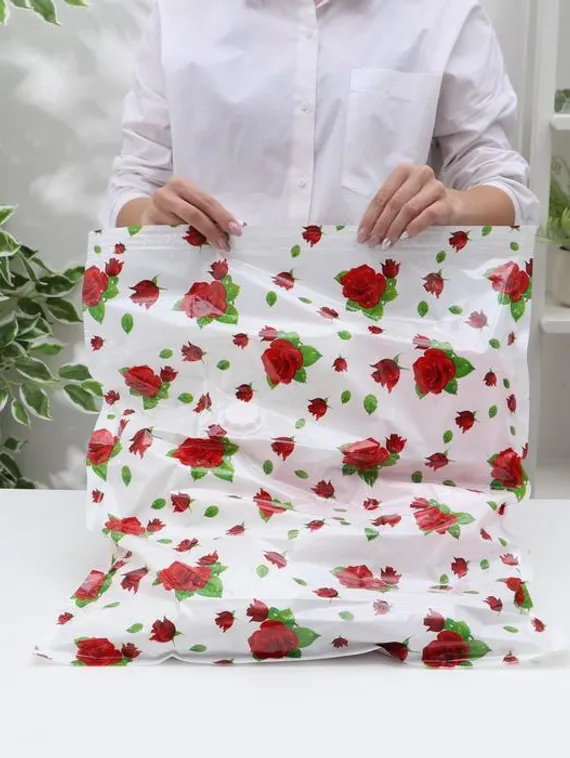 Вакуумный пакет для хранения вещей «Розы», 60×80 см, с рисунком