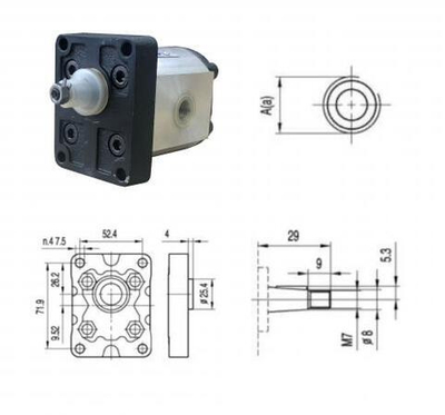 Насос шестеренный BKP1BO-D-1.6T0L3 GP 1, 1.6 см3, резьба G3/8", 250BAR, правый