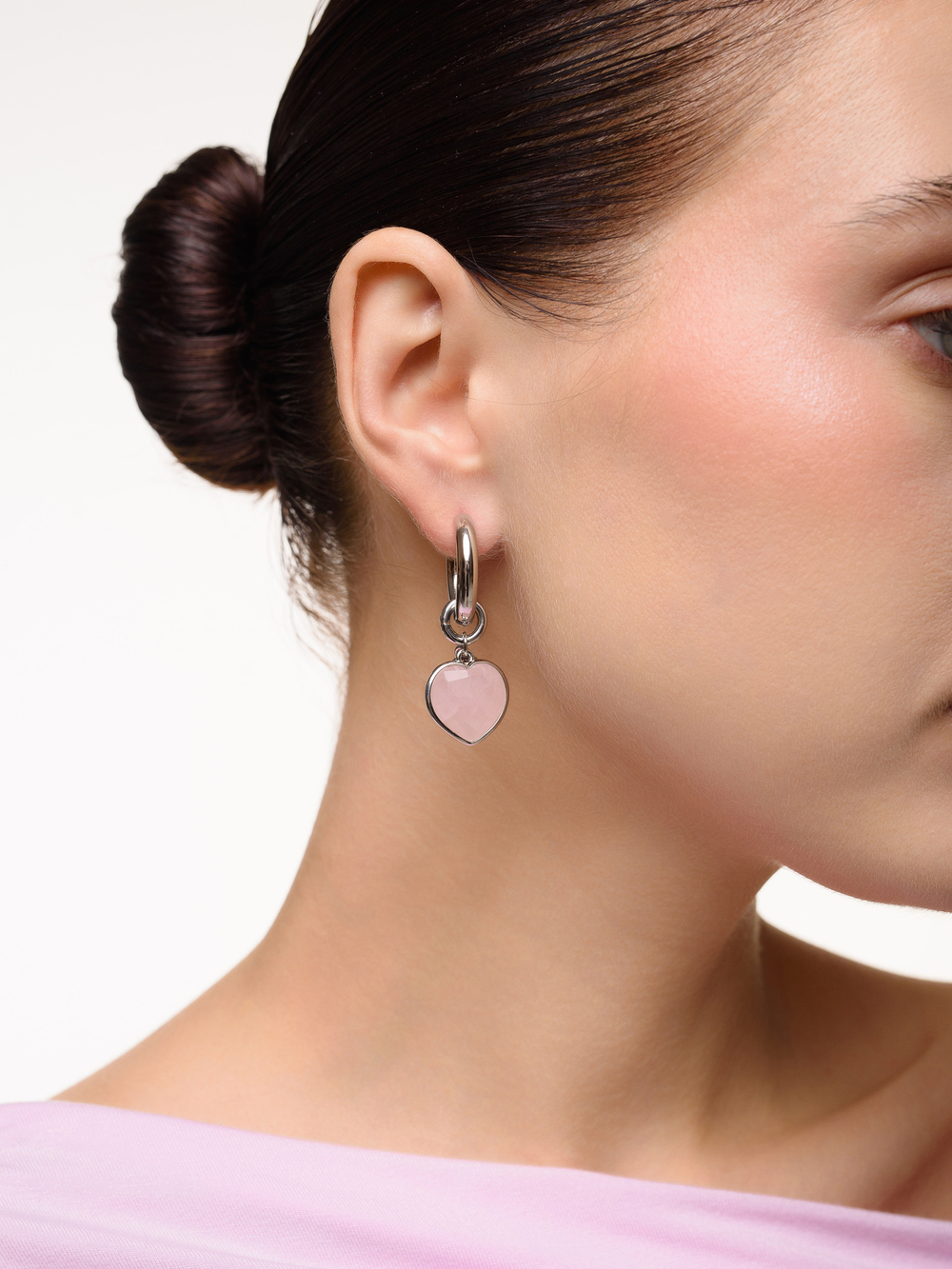 Серьги "Lovely" с розовым кварцем Silver
