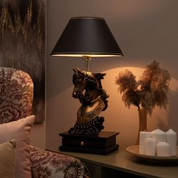 Настольная лампа с бюро Лошадь императора Бронза с абажуром 38 Мокко