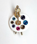 Брошка, брошь " Палитра художника". Эмаль, стразы. Цвет белый