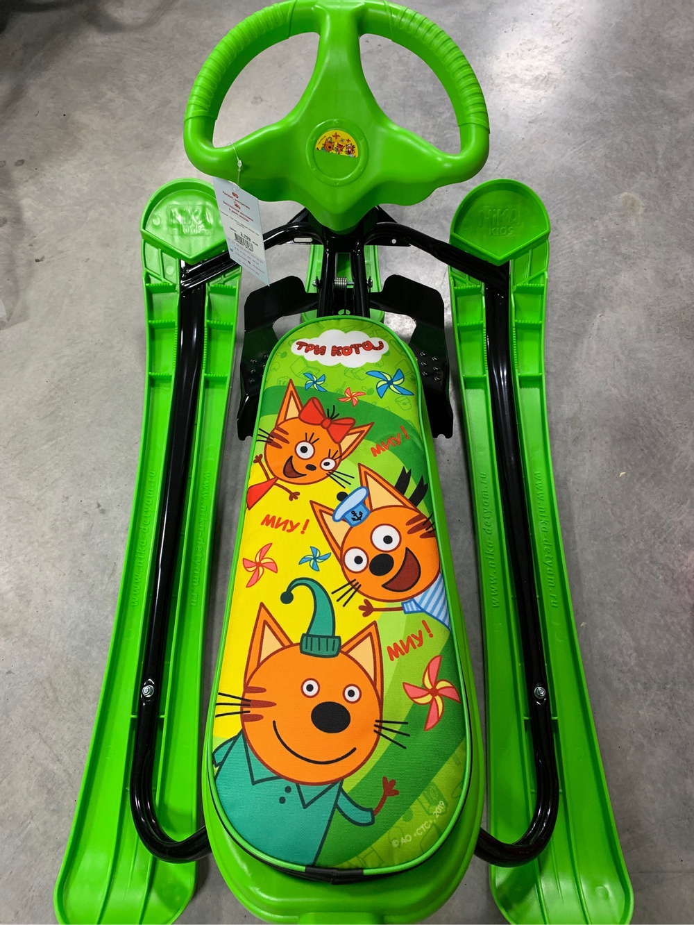 Снегокат «Три кота» черный каркас (арт. СНК/ТК)