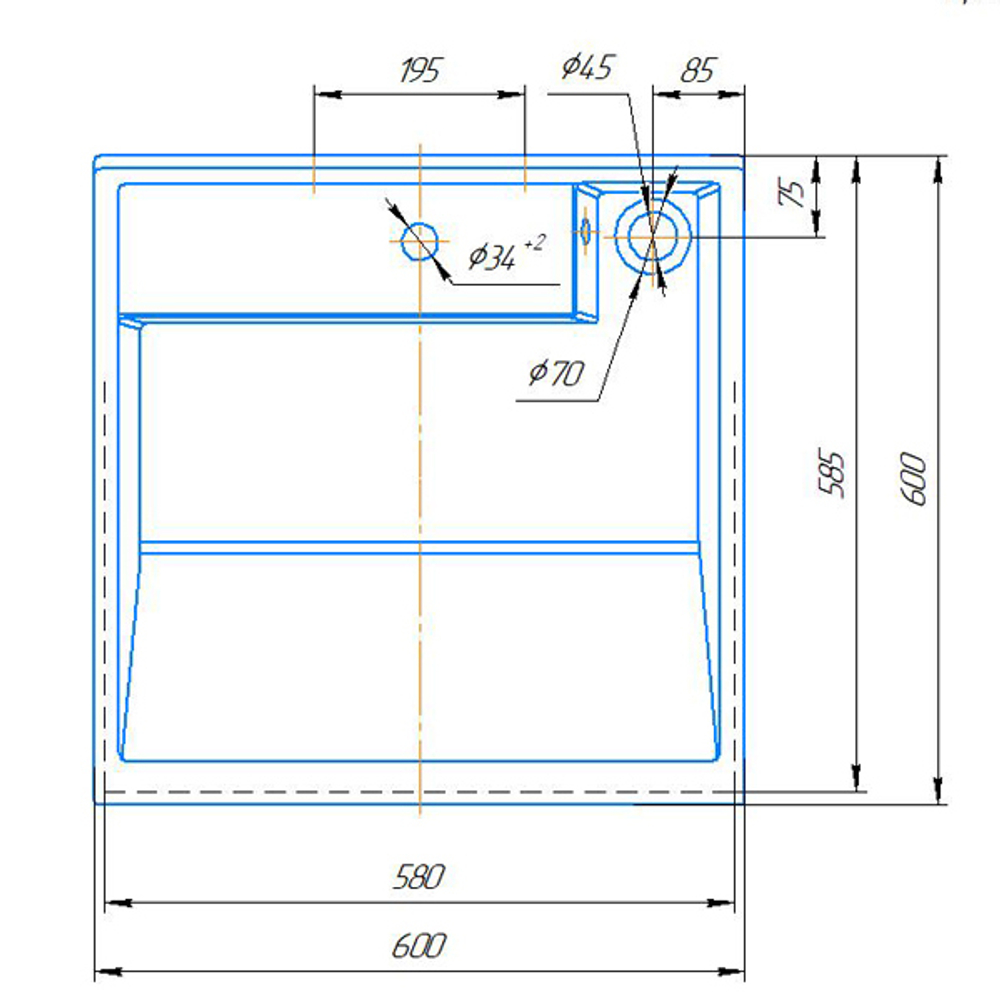 Раковина над стиральной машиной "Престиж - 60*60" ш*г, с кронштейнами   (Kirovit)