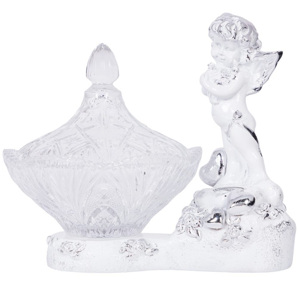 Сахарница стеклянная с крышкой Ангел Роуз Белый