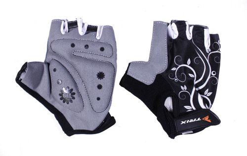 Перчатки TRIX женск., S, коротк. пальцы, гелев. вставки, лайкра, искусств. замша, велюр, антискольз., с петелькой, серо-черн.