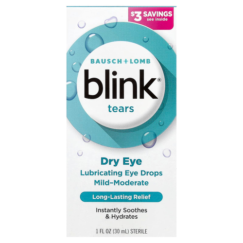 Bausch + Lomb Blink, Слезы, сухость глаз, капли для глаз, 30 мл (1 жидк. унция)