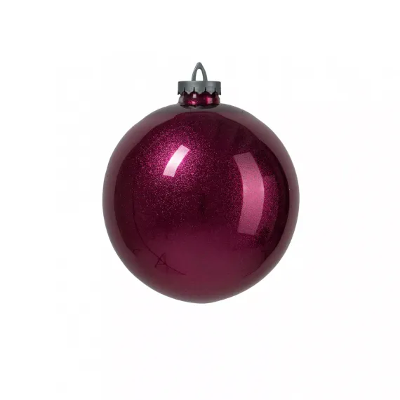 Шар пластиковый 250 мм., ярко-розовый, с глиттером лакированный, BigDecor (800004)