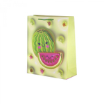 Пакет подарочный бумажный Alingar, (М) 18х23х10 см, вертикальный, "Яркие фрукты", мат. ламинация, тиснение голография, эфффект 3D, ассорти