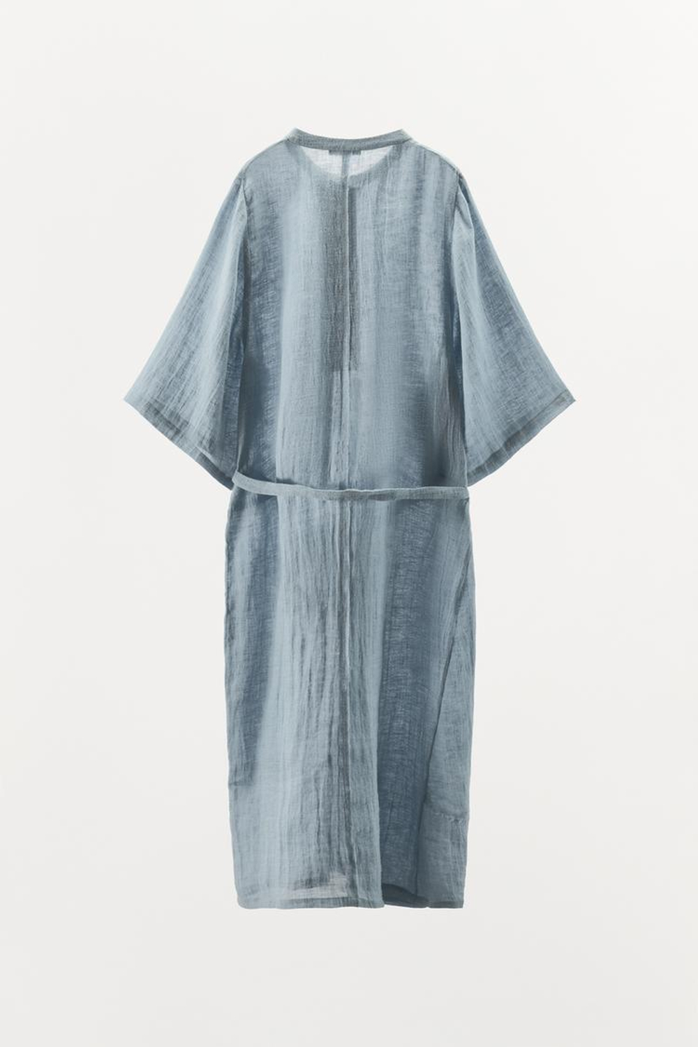 ZARA ПЛАТЬЕ-РУБАШКА ИЗ ЛЬНЯНОЙ ТКАНИ — LIMITED EDITION, СЕРО-СИНИЙ