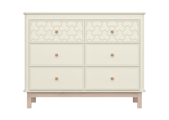 Комод Classic 6 ящиков с фрезеровкой "Мозаика" (молочный)