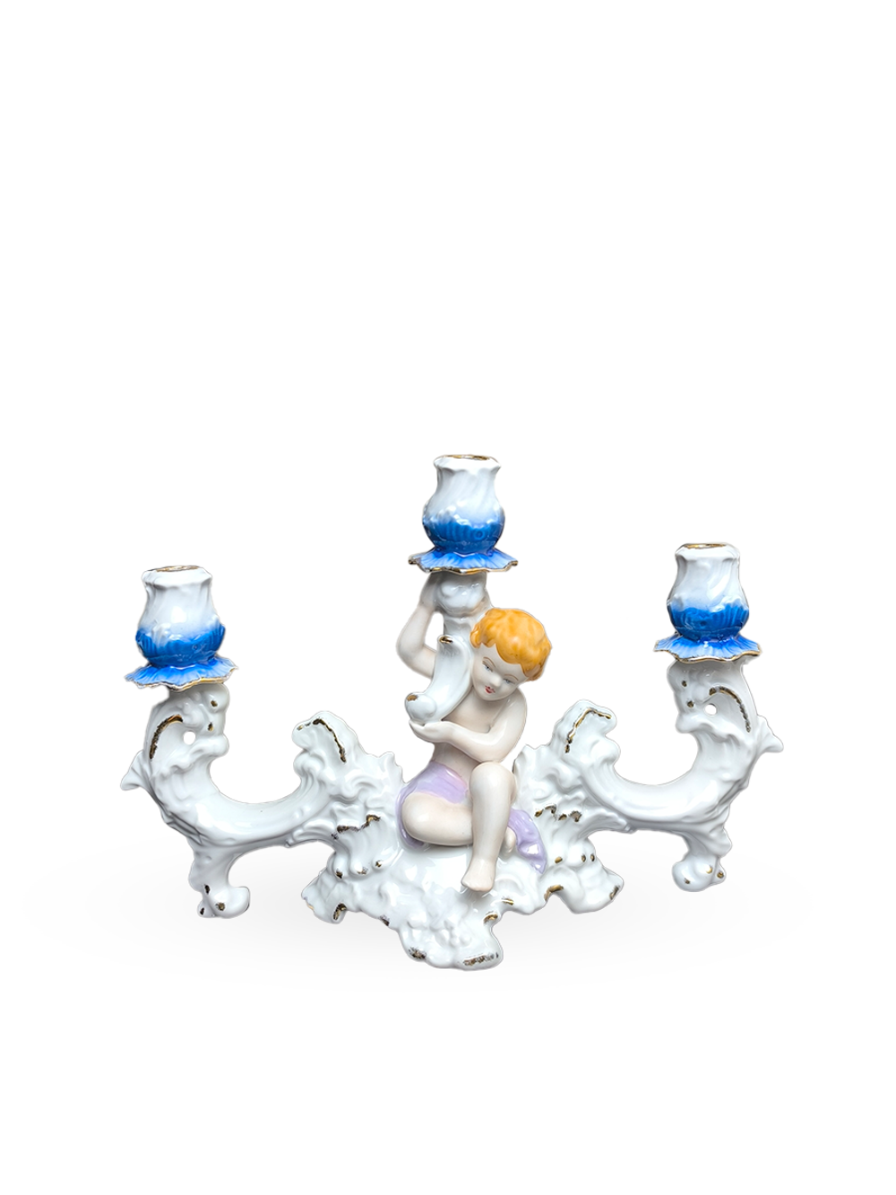 Фарфоровый подсвечник "Ангел Путти" Arpo, Румыния