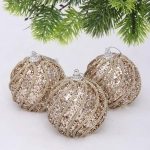 Новогодние шары «GLAME - Блестящий мир» 8 см (набор 3 шт), Шампань