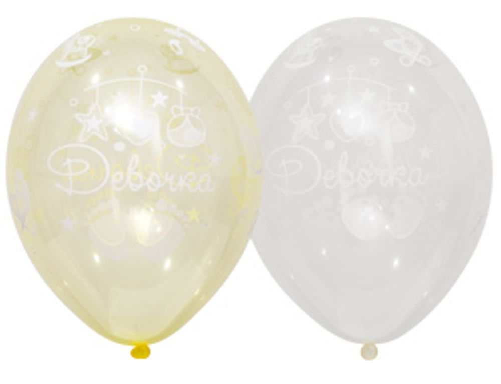 Шар (14"/36 см) Шелкография кристалл, С Рожден Девочка 25 шт.