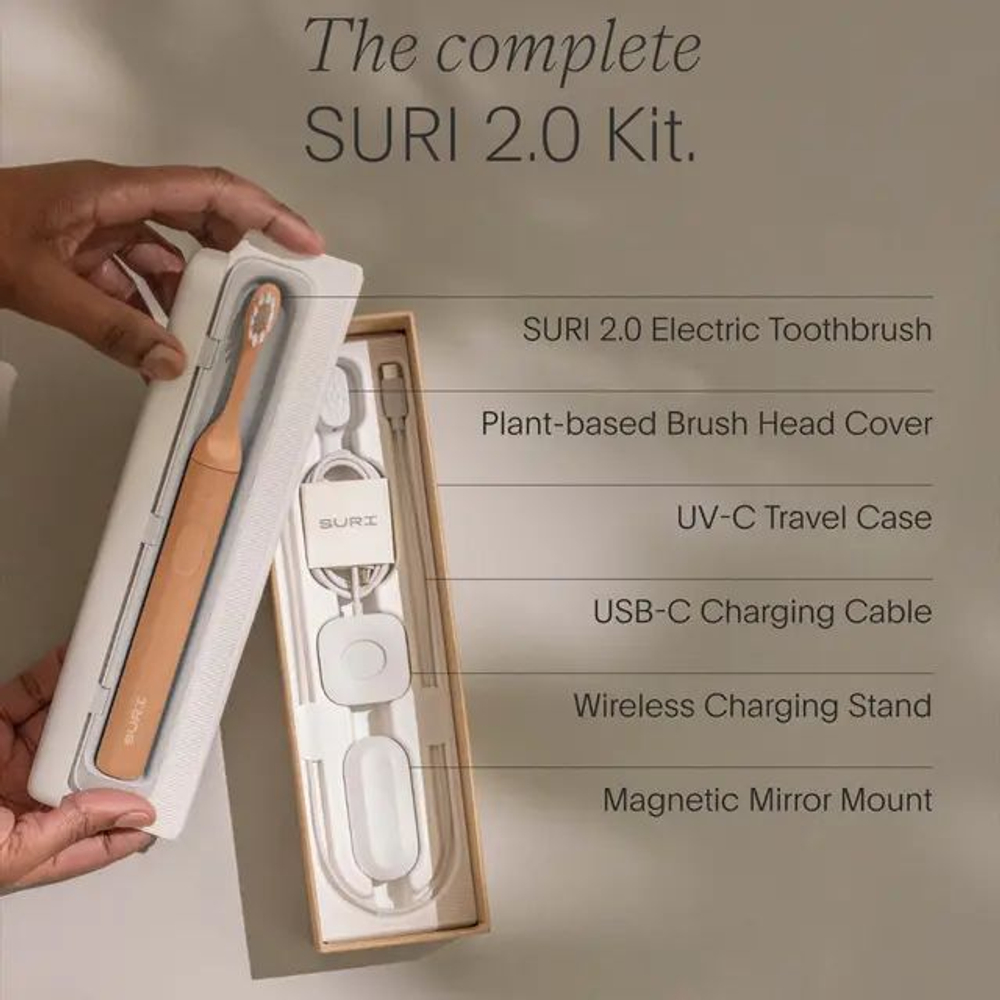SURI Электрическая зубная щетка 2.0 Sonic Electric Toothbrush with UV Cleaning Travel Case, Sunset Bloom
