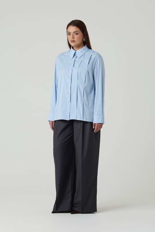 Рубашка со складками, голубая