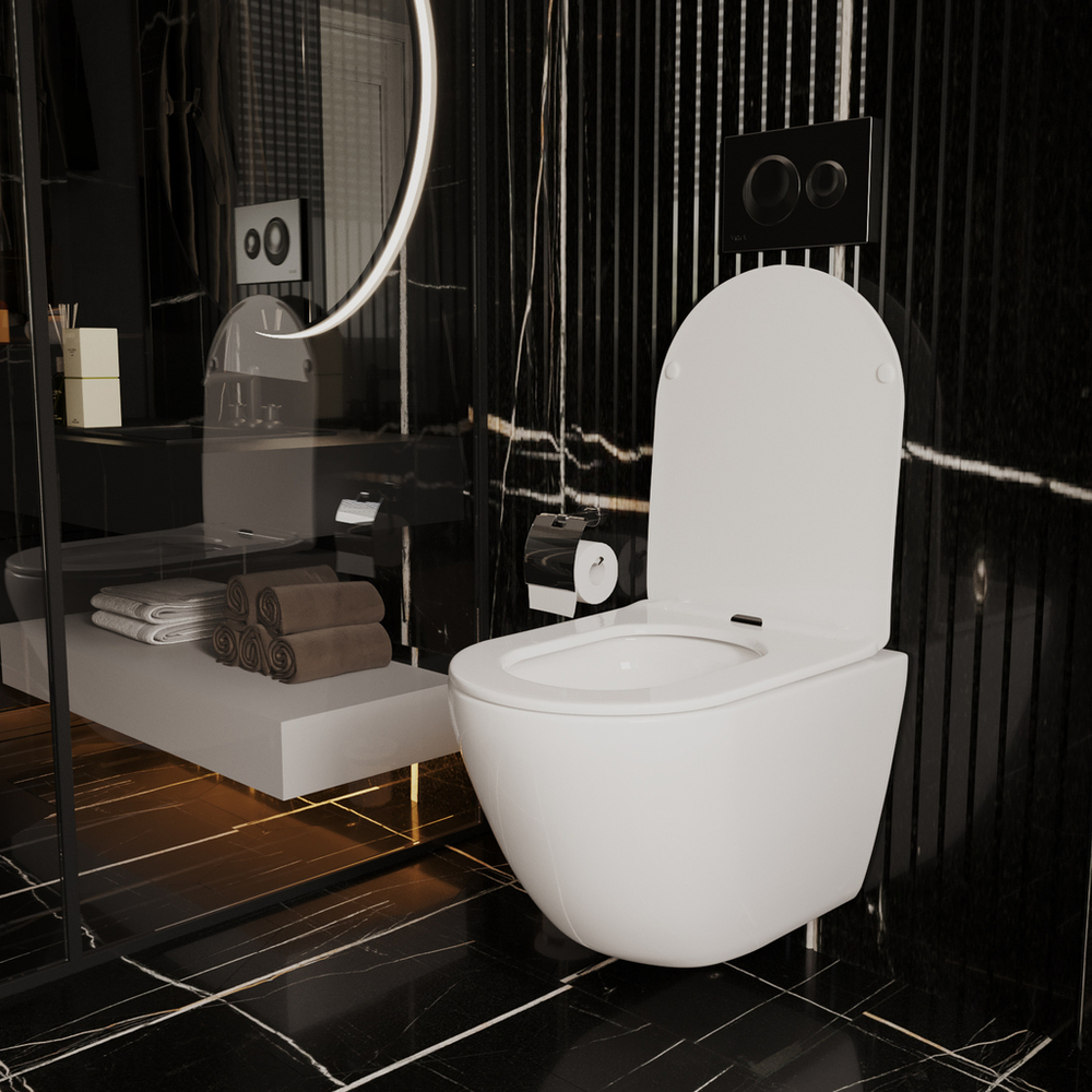 Унитаз подвесной безободковый WAVE MERIDIAN Tornado3.0, сид. дюропласт,м/л,быстр,БЕЛЫЙ глянец(L)