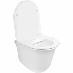 Унитаз подвесной WeltWasser AMBERG 350 + TELBACH 004 GL-WT + AMBERG RD-MT CR белый глянцевый, безободковый, с крышкой микролифт, с инсталляцией и кнопкой хром матовый