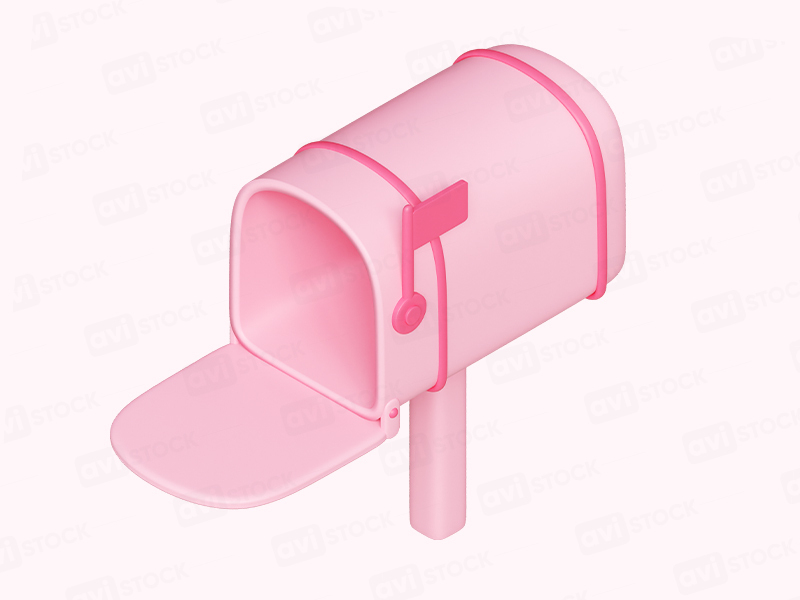 3D розовый пустой почтовый ящик