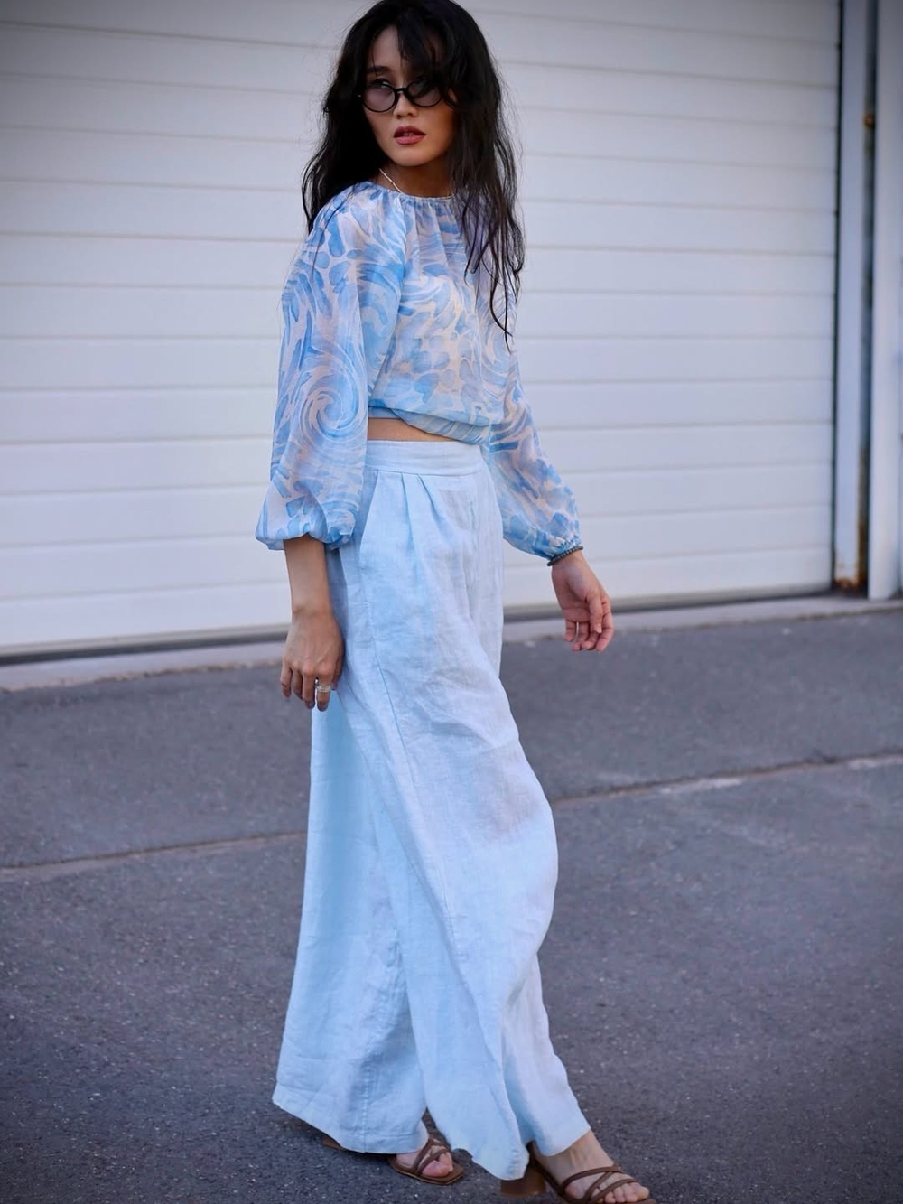 широкие льняные брюки