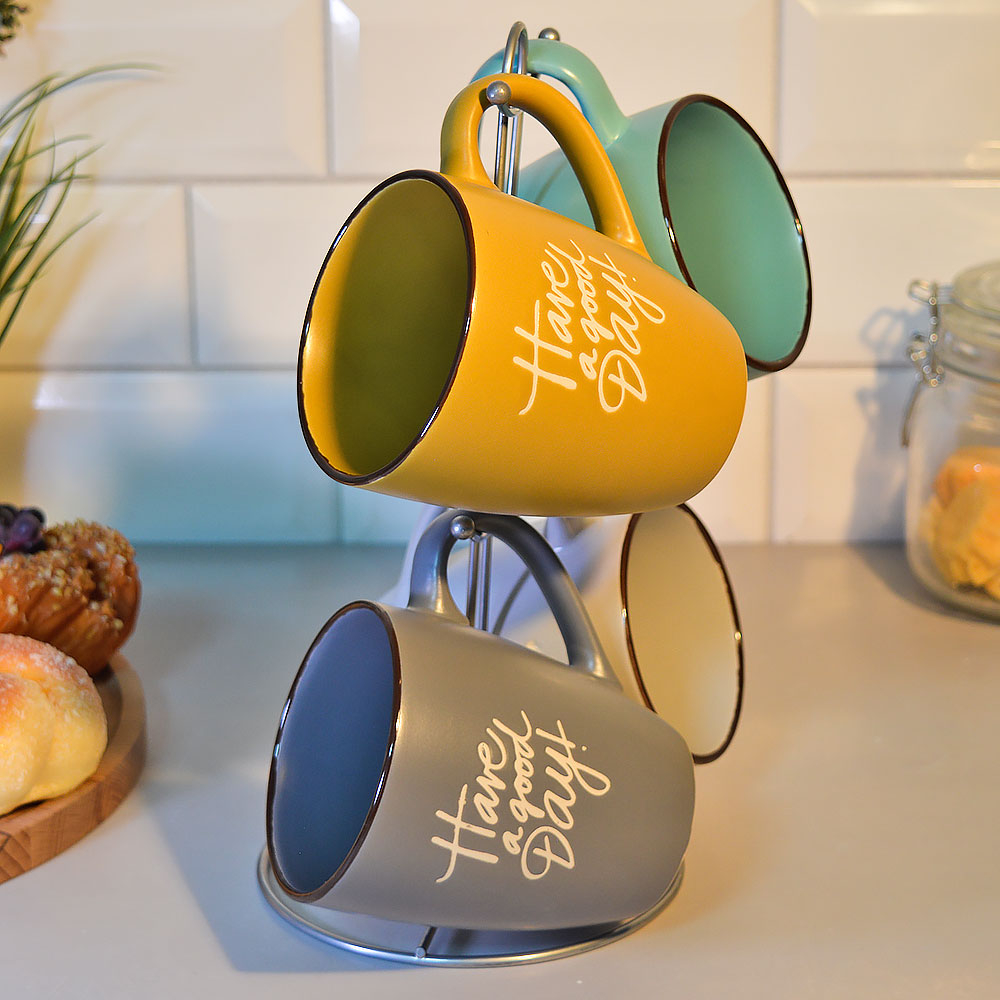 Набор кружек 4 предмета 330мл на подставке, 14836-4MS