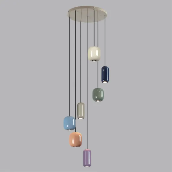 5053/7 PENDANT ODL24 000 цвет слонов.кости/мультиколор/металл Подвес GU10 LED 7*4W OVALI