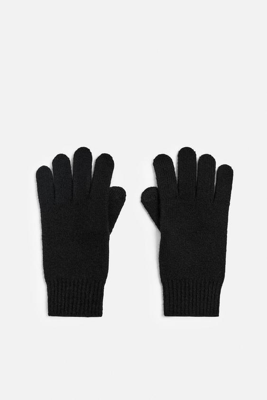 ZARA ПЕРЧАТКИ ИЗ ШЕРСТИ И КАШЕМИРА, ЧЕРНЫЙ