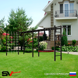 Уличная шведская стенка Sv Sport рукоход х 2 с комплектом турник прямой У52344 (Турник/Брусья/Гнездо 80см/Сетка)