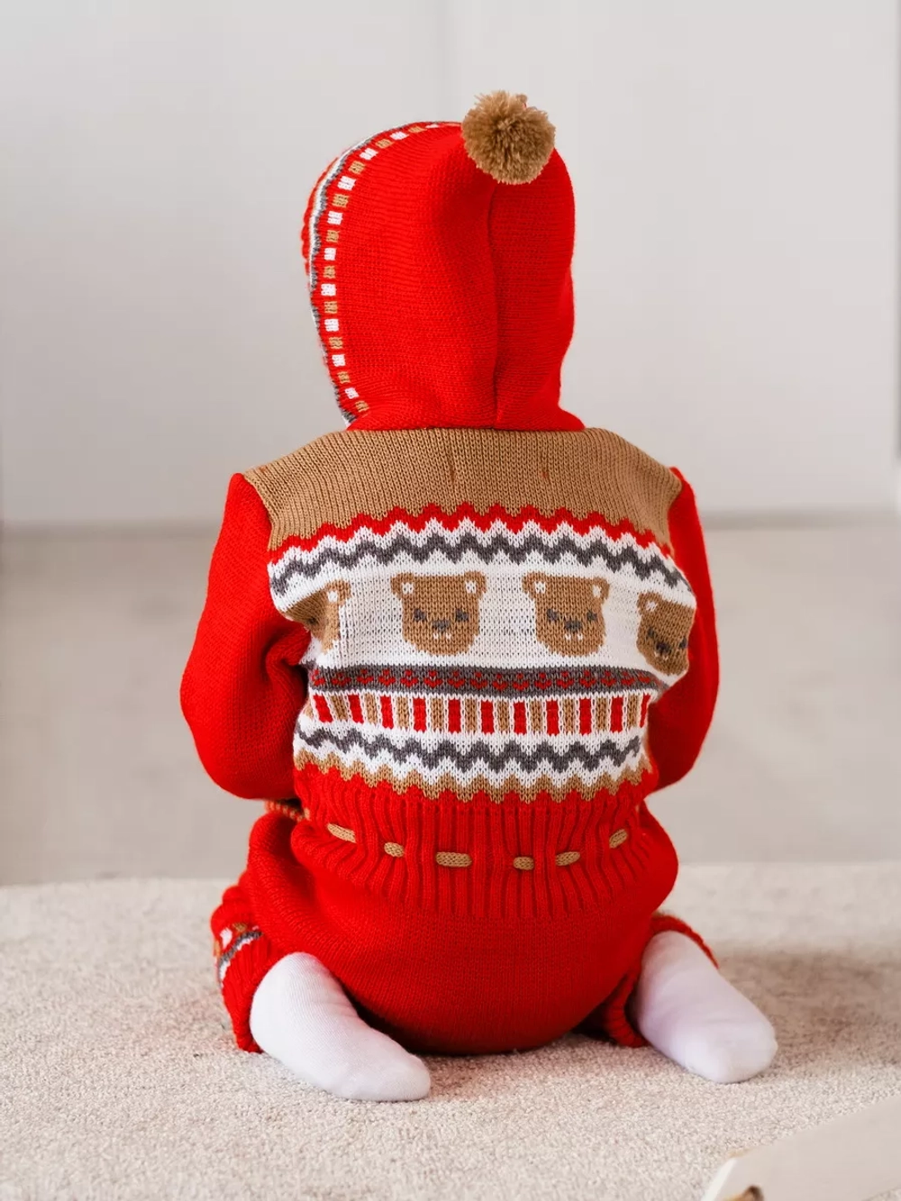 Вязаный комбинезон для новорожденных и малышей на молнии