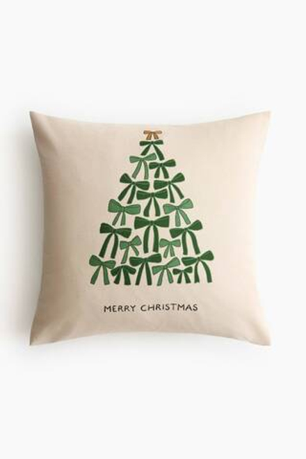 H&M HOME РОЖДЕСТВЕНСКИЙ ЧЕХОЛ НА ПОДУШКУ С ПРИНТОМ, СВЕТЛО-БЕЖЕВЫЙ