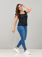 Майка М-040/черный-акварельветочки