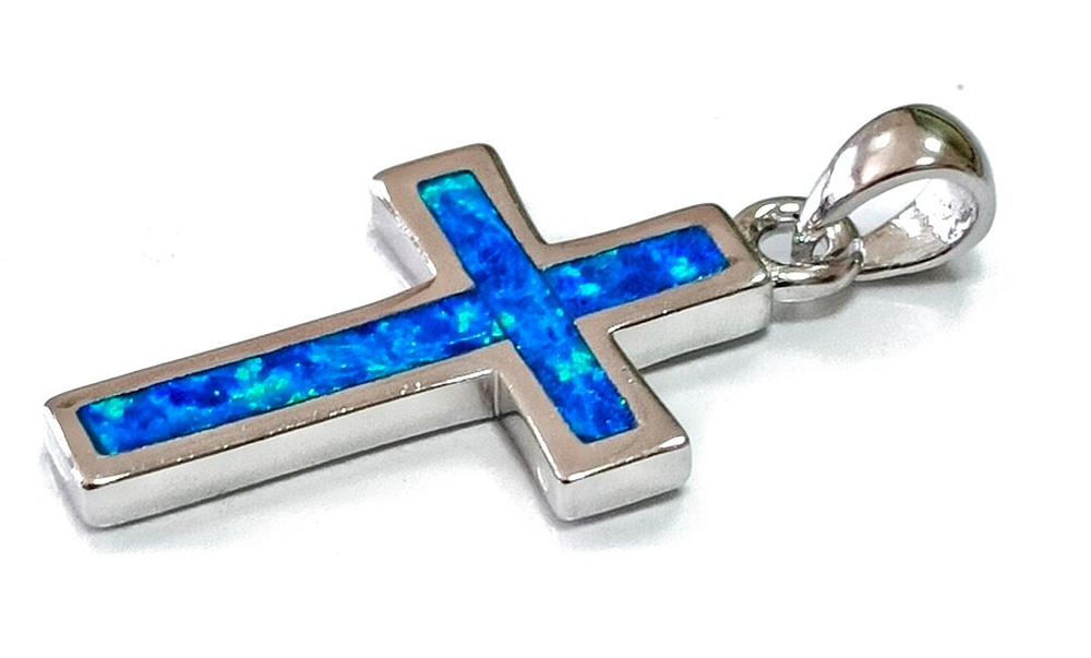 Крест серебро с опалом "Эстерелла"