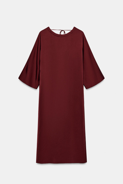 ZARA АТЛАСНОЕ ПЛАТЬЕ МИДИ — ZW COLLECTION, БОРДОВЫЙ