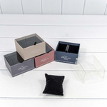 Коробка Ювелирная 10х8.5х6 см Набор 4 шт с прозрачной крышкой и подушкой (Микс)