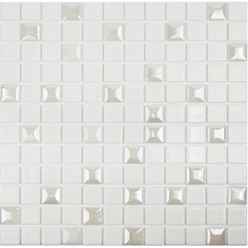 Стеклянная мозаика Edna Mix №100 Белый (на сетке)