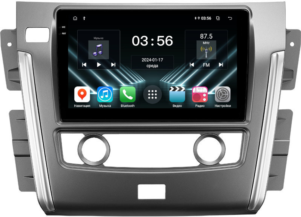 Магнитола Nissan Patrol Y62 2010-2019 (экран климата внизу) - FarCar DX9-9639F2 монитор 9.5" IPS на Android 13, 4+64Гб, CarPlay