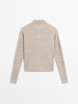 Massimo Dutti Кардиган из смесового льна с меланжевым узором, серый