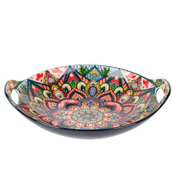 Блюдо с ручками " " (синий) 22,5х20,5х4,5см (min9) (транспортная упаковка)