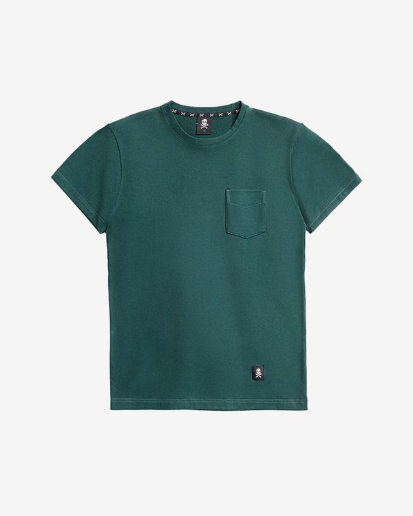 Футболка с карманом темно-зеленая - фото 1