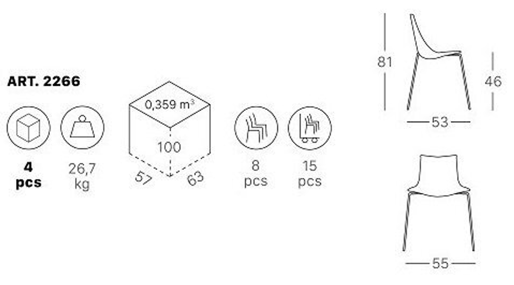 Стул прозрачный Scab Design Wave 4 legs