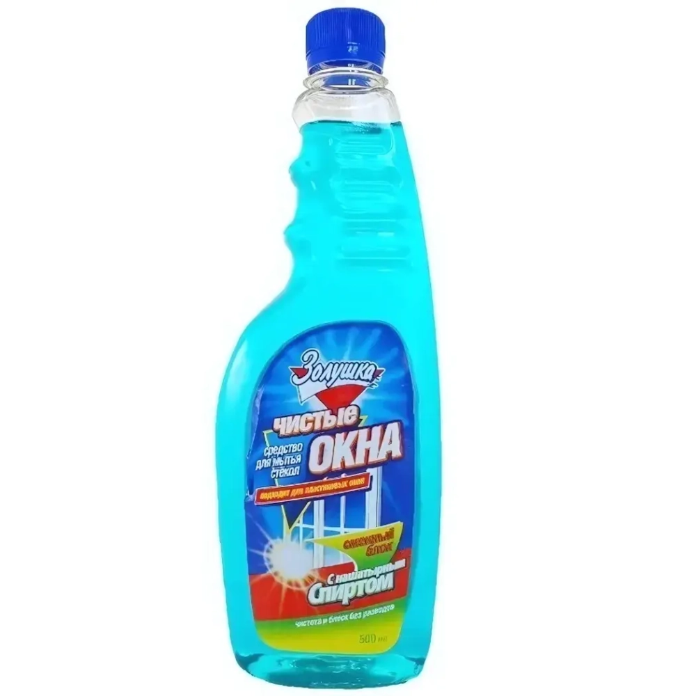Средство для мытья стекол ЗОЛУШКА «Чистые окна с нашатырным спиртом» сменный блок 500 мл.