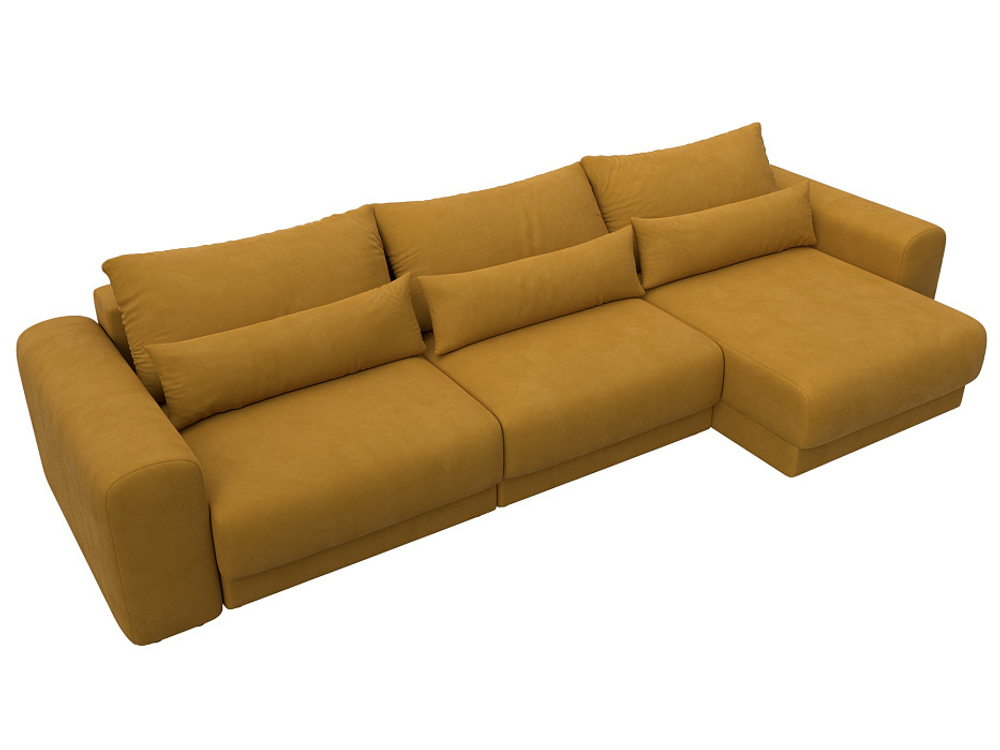 Диван угловой Лига-056 НПБ Лонг угол универсальный ВЕЛЮР BRUT 10 желтый