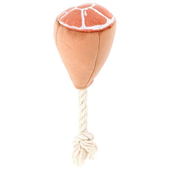 Mr.Kranch Игрушка для собак мелких пород "Рулька" с пищалкой и канатом, 20*7см