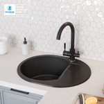 Мойка POLYGRAN ATOL-620 черный №16, смеситель COLORADO черный