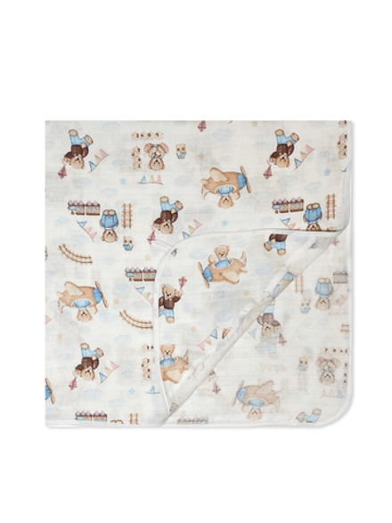 Муслиновая пеленка с уголком (полотенце) 4-х слойная Маленькие мишки