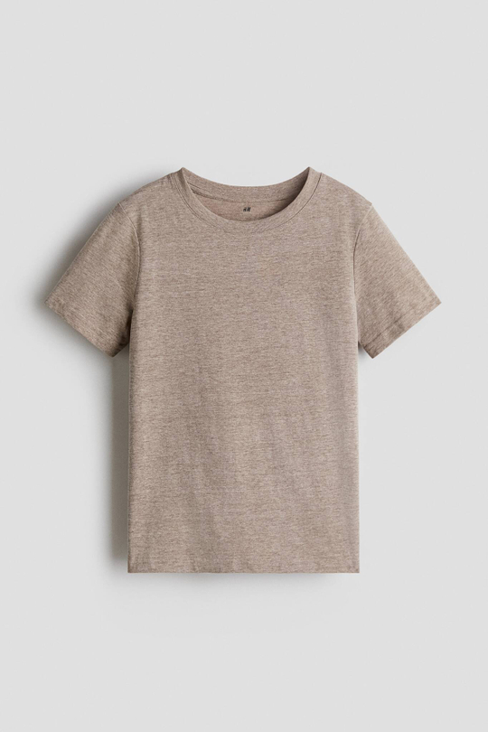 H&M Футболка из хлопка, бежевый меланж