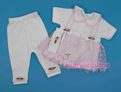 костюм Два бантика лямочки платье + штанишки 4641