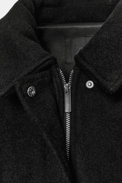 ZARA КУРТКА ИЗ СМЕСОВОЙ ШЕРСТИ С КАРМАНАМИ, ЧЕРНЫЙ